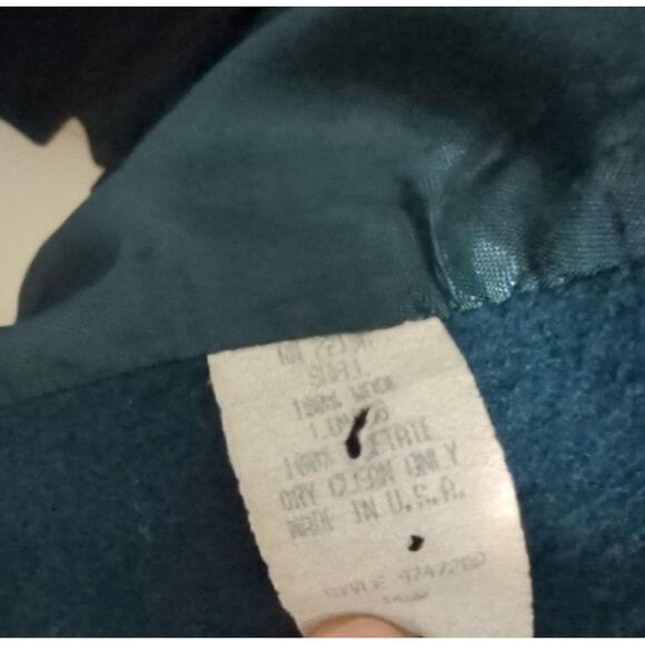 Ann Milstein Womens Wool Coat Acetate Lining Buttons Green Made in USA Size‎ 14P - Picture 6 of 14